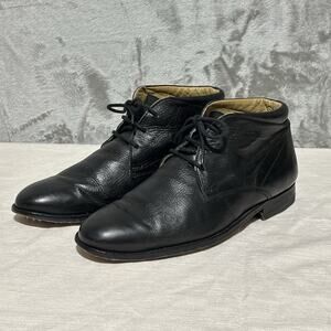 Vintage Laurent Effel Chukka Boots Mens Sz 42 Black Italian Leather Quiet Luxury